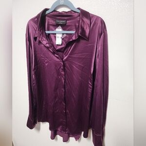 Lane Bryant Purple Long Sleeve Button Down Shirt